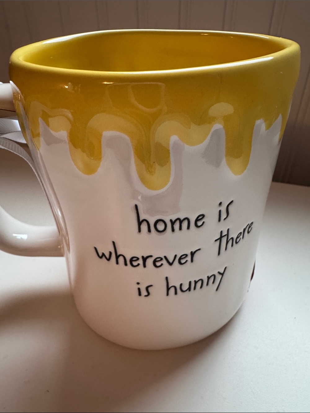 Rae Dunn Disney Winnie the Pooh Yellow Interior Ceramic Mug with White Exterior - Picture 3 of 6